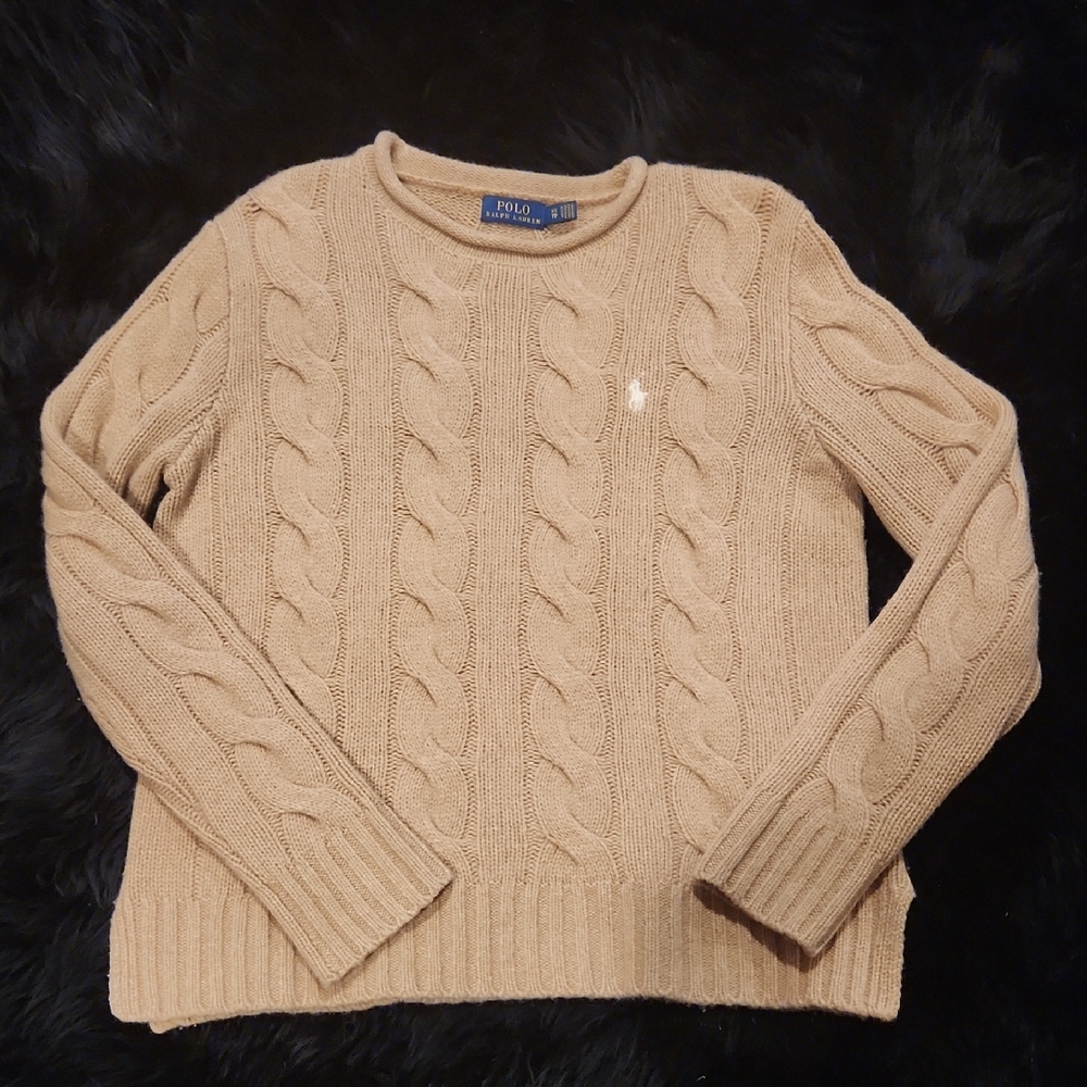 Polo by Ralph Lauren Women's Tan Cable Knit Sweater